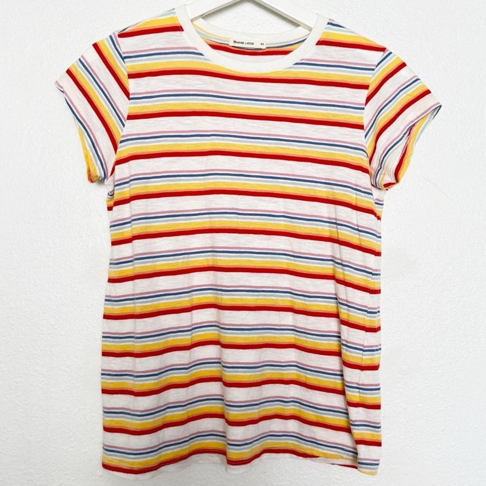 Marine Layer Rainbow Stripe Crewneck Baby Tee XS